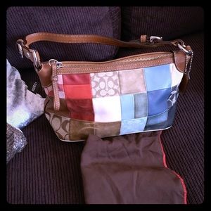 Authentic patchwork suede and leather coach bag!